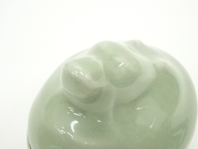  京焼　加藤渓山造　天龍寺青磁辰香合（共箱）